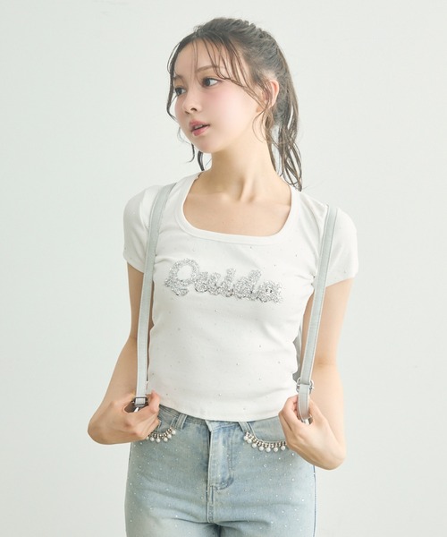 みや966TRUBE ロゴ・ラインストーンbigTU/939T チェーンロゴ刺繍ロンT | Miiakiis Official Store