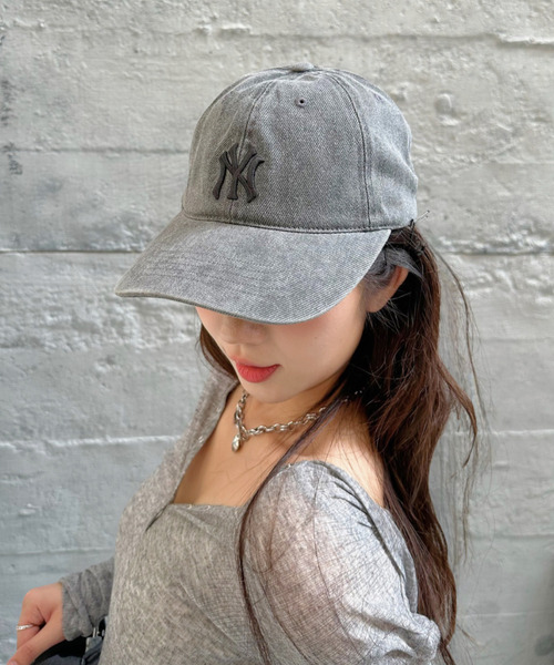 【新品】MLB KOREA ダメージキャップ　ダークグレー MLB Korea キャップ 帽子 「MLB Korea/エムエルビーコリア