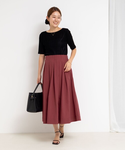 【NOLLEY'S】ウォッシャブル タフタ ベルシルエット スカート NOLLEY'S（ノーリーズ）の「ウォッシャブルタフタベルシルエット