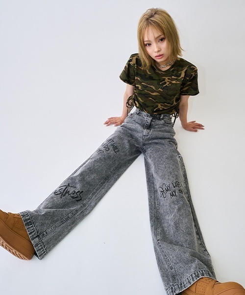 LOVETOXIC ワイドパンツ パンツ 「LTXC」ペイントデニムパンツ キッズ