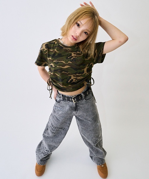 LOVETOXIC ワイドパンツ パンツ 「LTXC」ペイントデニムパンツ キッズ