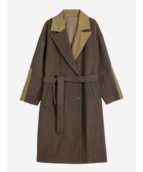 トレンチコート コート Wool blend long coat レディースの画像