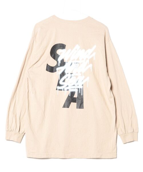 ウィンダンシー　ロンT ベージュ　プリント　L WIND AND SEA 「WIND SEA」 長袖Tシャツ L ベージュ メンズ