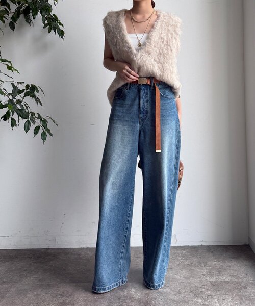 [DouDou] обработка Denim брюки 38 голубой женский 