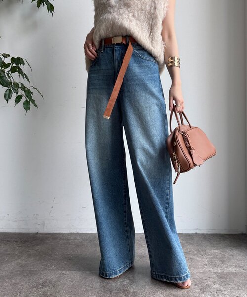 [DouDou] обработка Denim брюки 38 голубой женский 