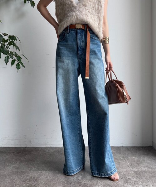 [DouDou] обработка Denim брюки 38 голубой женский 