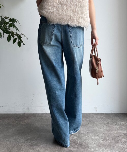[DouDou] обработка Denim брюки 38 голубой женский 