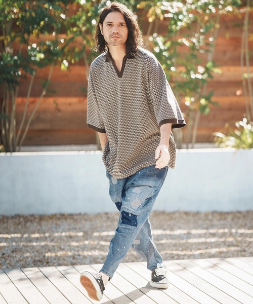 「CAMBIO」 加工デニムパンツ L ブラック メンズ