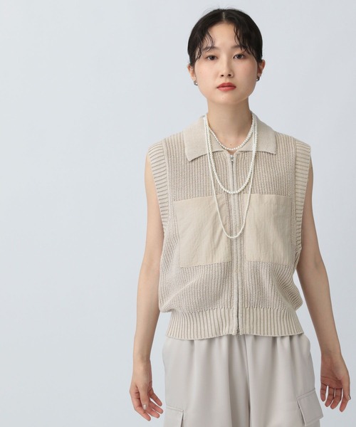LEPSIM（レプシィム） ベスト ジレ 加工WZIPベスト 581582 レディース