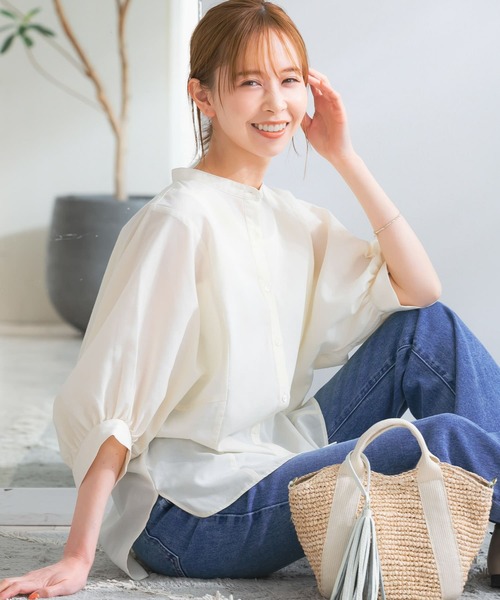 【未使用】100%リネン　ブラウス　アーバンリサーチ　オフホワイト　かわいい URBAN RESEARCH ROSSO（アーバンリサーチ ロッソ） 7分袖ブラウス FREE