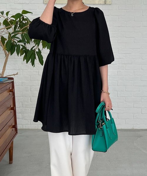 「un dix cors」 7分袖ブラウス FREE ブラック レディース_画像2