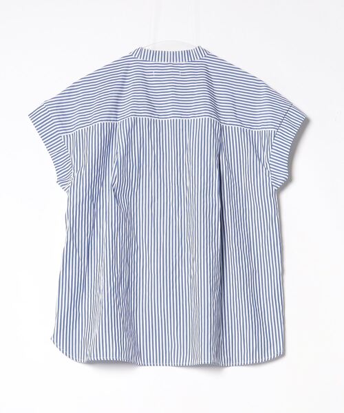 「U.S. POLO ASSN.」 ストライプ柄半袖ブラウス L ブルー レディース_画像2