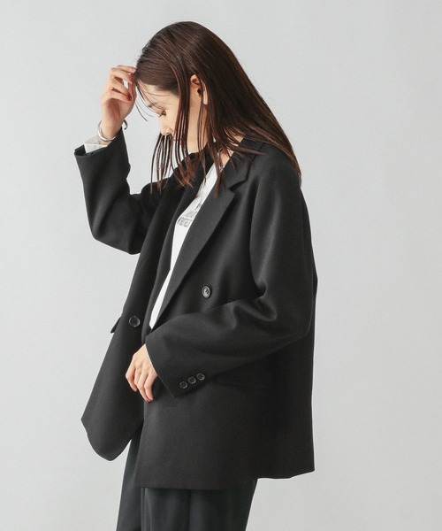 サロンドグローバルワーク　黒 ダブルブレスト テーラードジャケット Ｍ GLOBAL WORK（グローバルワーク） ジャケット テーラードジャケット お