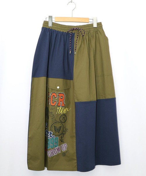 ScoLar（スカラー） スカート 153652：レトロ異素材バイカラーワーク