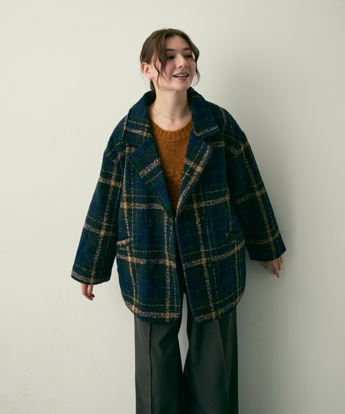 PRADA ダークカーキ チェック柄 テーラードジャケット Lunea ジャケット テーラードジャケット チェックテーラードジャケット