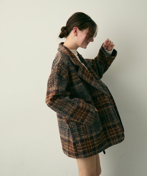 Lunea ジャケット テーラードジャケット チェックテーラードジャケット