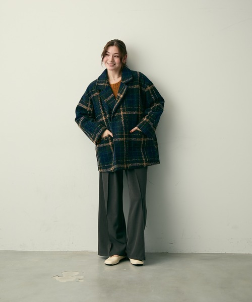 Lunea ジャケット テーラードジャケット チェックテーラードジャケット