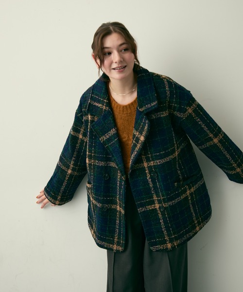 lad musician テーラードジャケット コート　ネイビー チェック柄 楽天市場】ジャケット レディース チェック柄 テーラードジャケット