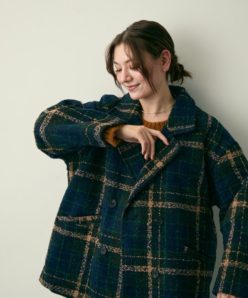 Lunea ジャケット テーラードジャケット チェックテーラードジャケット