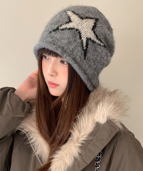 LADY LIKE（レディライク） ニット帽 ニットキャップ 星柄深めニット帽