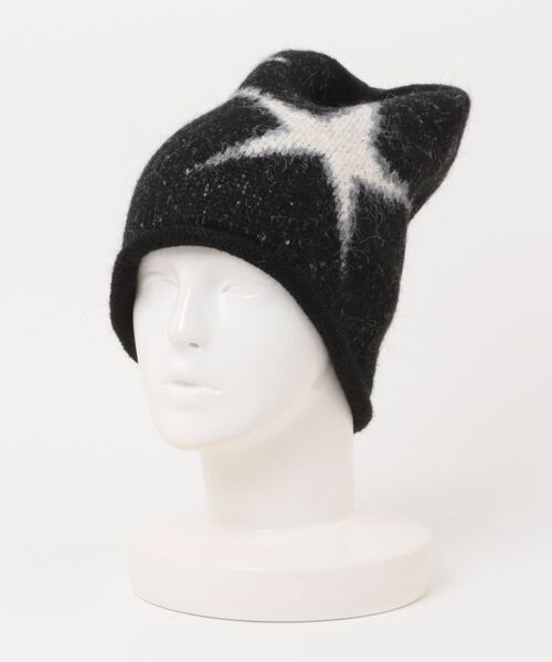 美品JIMMY CHOO グレー ニット帽 星型装飾 LADY LIKE（レディライク） ニット帽 ニットキャップ 星柄深めニット帽