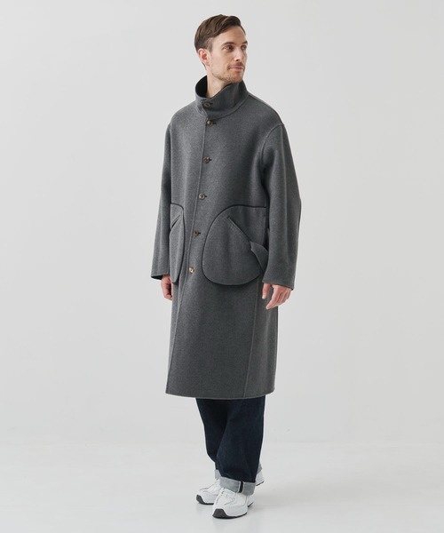 ステンカラーコート コート 「CASHMERE CASHMERE」CASHMERE/SILK/WOOL STAND OVER COAT/2WAYスタンの画像