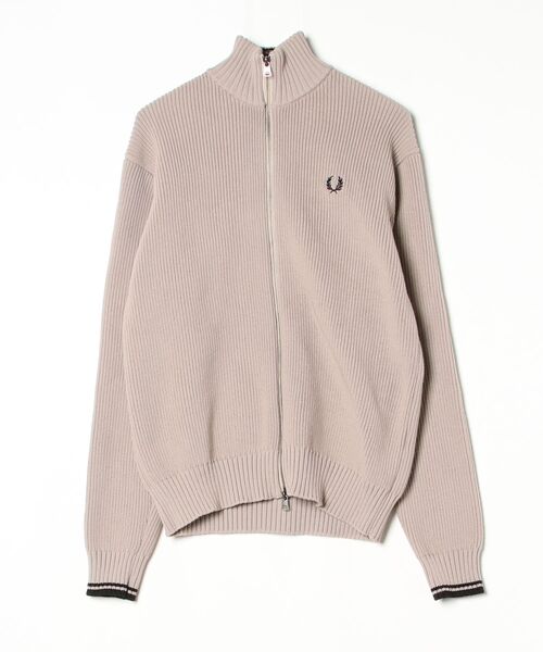 フレッドペリー　リブ編みホワイトカーディガン フレッドペリー リブ編みホワイトカーディガン フレッドペリー リブ