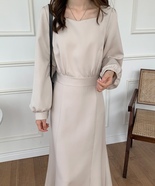 「ECLIN」 長袖ワンピース FREE ダークブラウン レディース_画像5