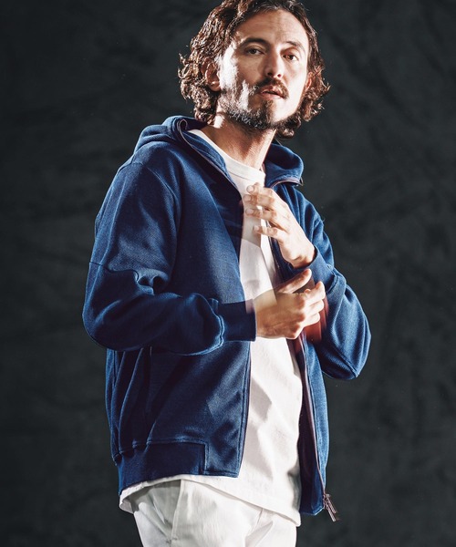 wjk reluxe パーカー mpa4021-indigo waffle parka ダブルジップ 