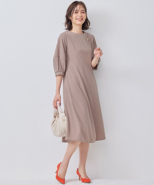 「組曲」 7分袖ワンピース 5 ブラウン レディース_画像6