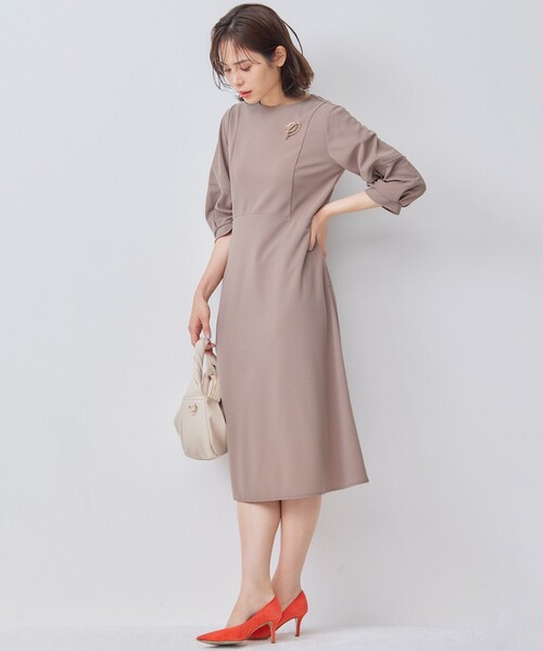 「組曲」 7分袖ワンピース 5 ブラウン レディース_画像8