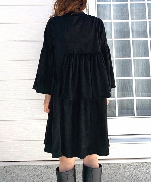 「Q」 長袖ワンピース MEDIUM ダークブラウン レディース_画像4