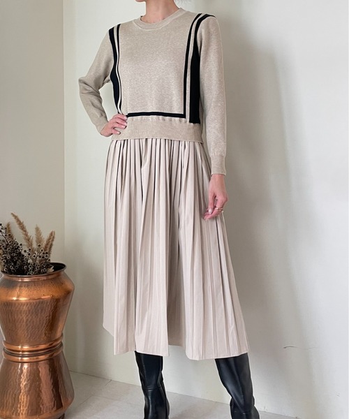 「DOLLUPOOPS」 ドッキングワンピース 38 グレー レディース_画像3