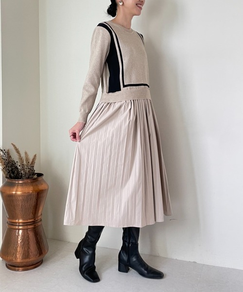 「DOLLUPOOPS」 ドッキングワンピース 38 グレー レディース_画像4