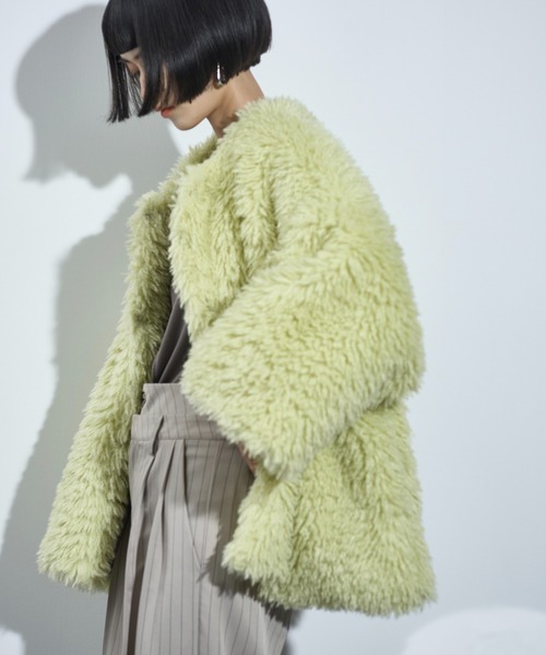 「THE YOn」 ファーコート FREE グレー レディース_画像4