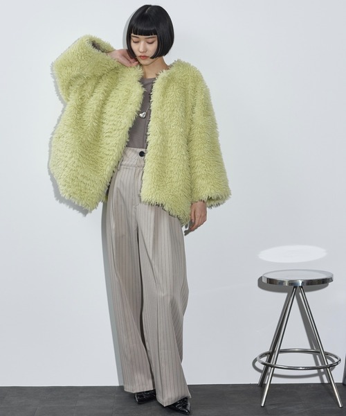 「THE YOn」 ファーコート FREE グレー レディース_画像6