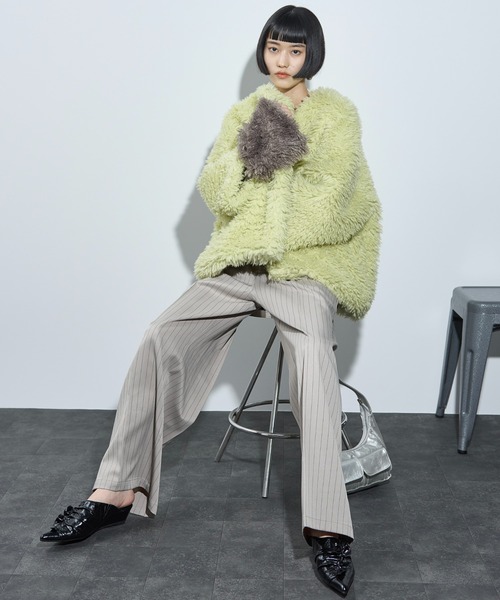 「THE YOn」 ファーコート FREE グレー レディース_画像9