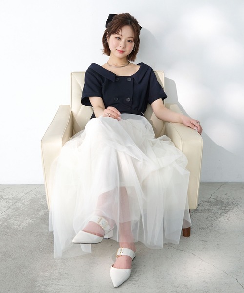 Elishe ブラウス シャツ 半袖 ダブルボタントレンチトップス