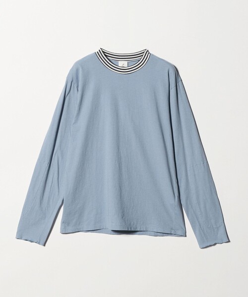 6 tシャツ 「6(ROKU)」コットンカシミヤ ボーダー リンガートップス