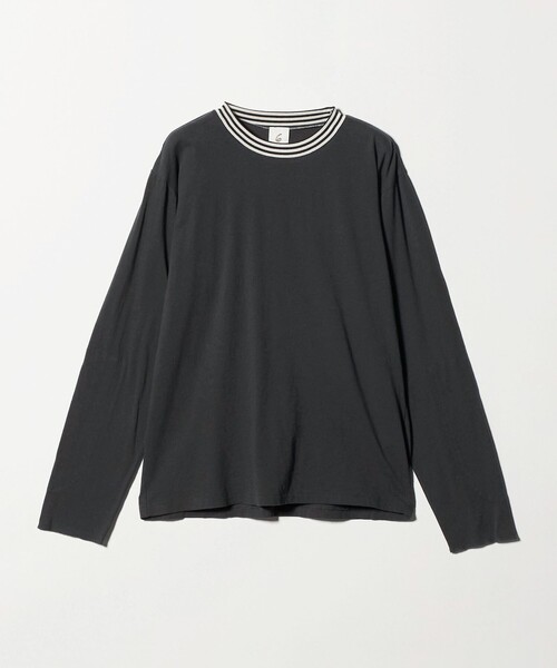 6 tシャツ 「6(ROKU)」コットンカシミヤ ボーダー リンガートップス