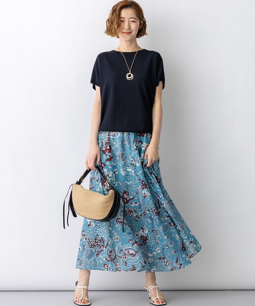 スカート Ericaランダムペイズリープリント フレアスカート