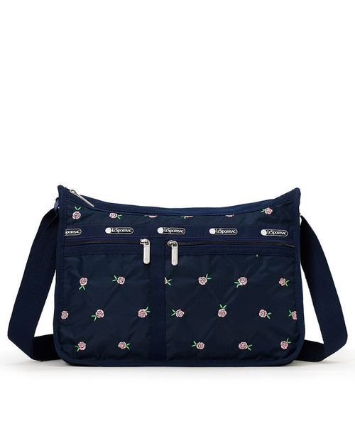 【レスポートサック】レトロ フラワー ストライプ ショルダーバッグ 青×ピンク LeSportsac（レスポートサック） ショルダーバッグ バッグ SMALL JENNI