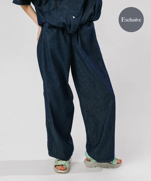 ワイドパンツ ジーンズ デニム デニムパンツ 「別注」Wrangler×EKAL　ライトデニムリラックスバギーパンツ レディースの画像