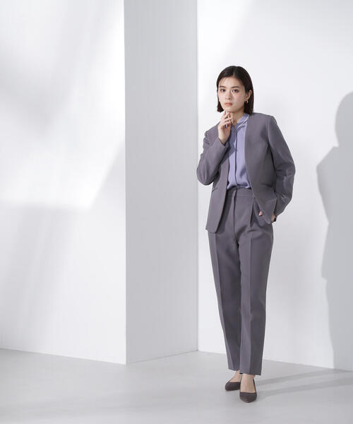「NATURAL BEAUTY BASIC」 ノーカラージャケット MEDIUM グレー レディース_画像6