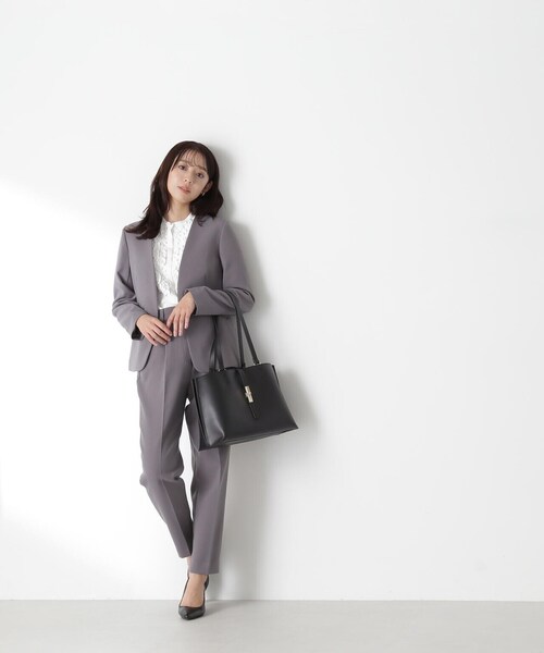 「NATURAL BEAUTY BASIC」 ノーカラージャケット MEDIUM グレー レディース_画像8
