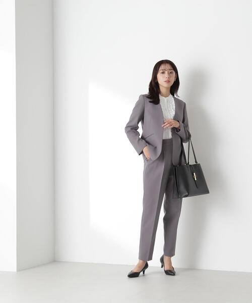 「NATURAL BEAUTY BASIC」 ノーカラージャケット MEDIUM グレー レディース_画像10
