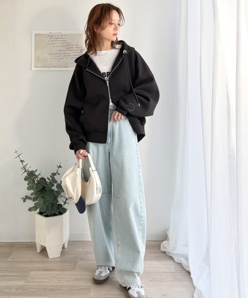 「classicalelf」 ジップアップパーカー LARGE ベージュ レディース_画像6
