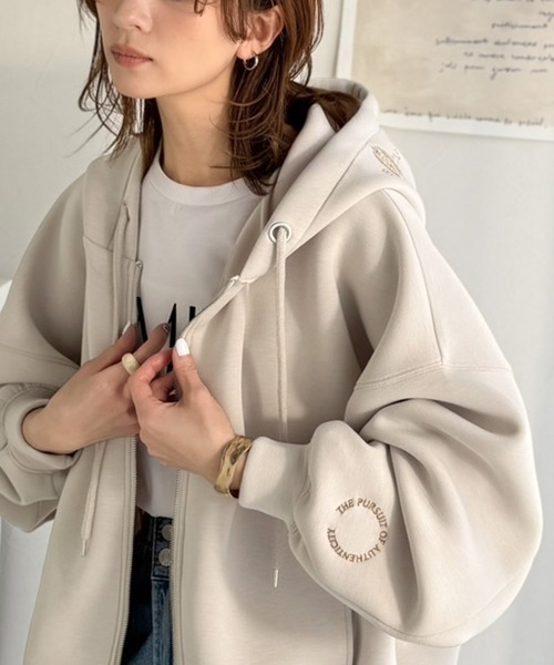 「classicalelf」 ジップアップパーカー LARGE ベージュ レディース_画像7