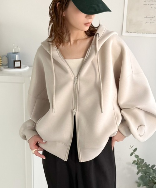 「classicalelf」 ジップアップパーカー LARGE ベージュ レディース_画像9