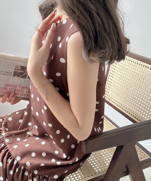 「ECLIN」 ノースリーブワンピース FREE ベージュ レディース_画像9